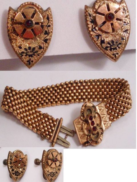 Victorian 10kt rose gold garnet slide bracelet Earrings