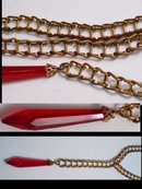 LONG vintage RED Glass DROP fancy necklace