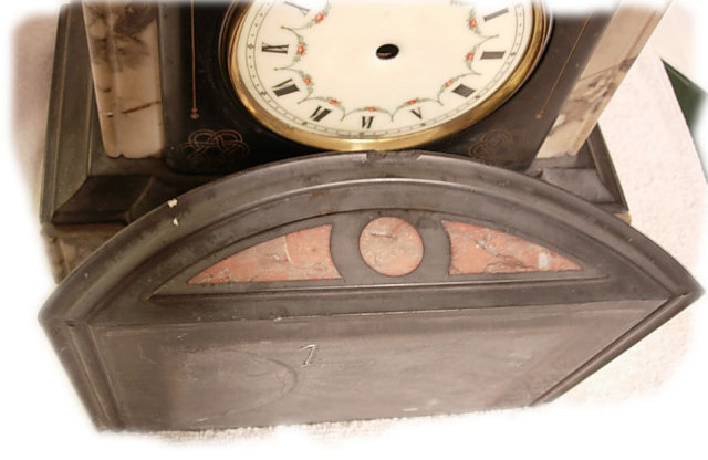 20's DECO MARBLE slate CLOCK with inset pieces