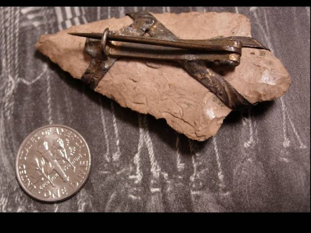 Bizarre primitive Antique INDIAN ARROWhead & STERLING band pin brooch