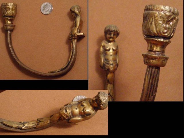 ANTIQUE Ormolu CHERUB ARMs Chandelier
