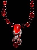 RICH RED DROP necklace UNUSUAL CHAIN PRETTY