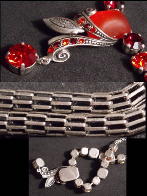 RICH RED DROP necklace UNUSUAL CHAIN PRETTY