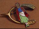 English ENAMEL SIGned REd RIDING HOOD PIn