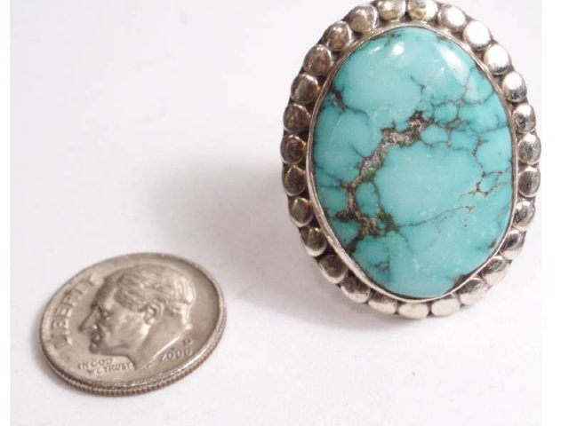 HUGE Sterling TURQUOISE RING