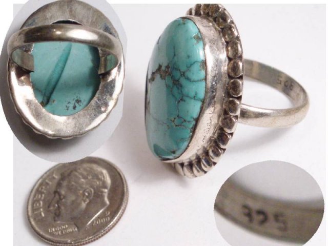 HUGE Sterling TURQUOISE RING