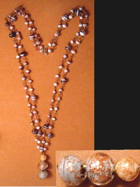 Venetian foil Glass Hand blown necklace
