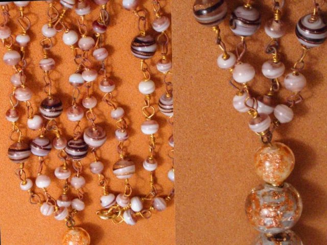 Venetian foil Glass Hand blown necklace