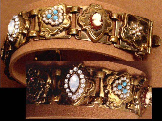 Victorian Cameo garnet Fleur de lis bracelet