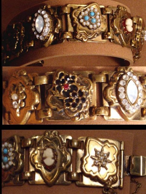 Victorian Cameo garnet Fleur de lis bracelet