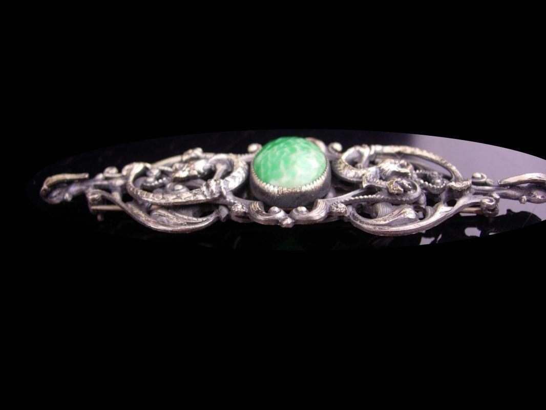 Antique DRAGON Brooch / Peking glass / Baroque victorian jewelry / mythical creature brooch / Medieval pin / renaissance brooch