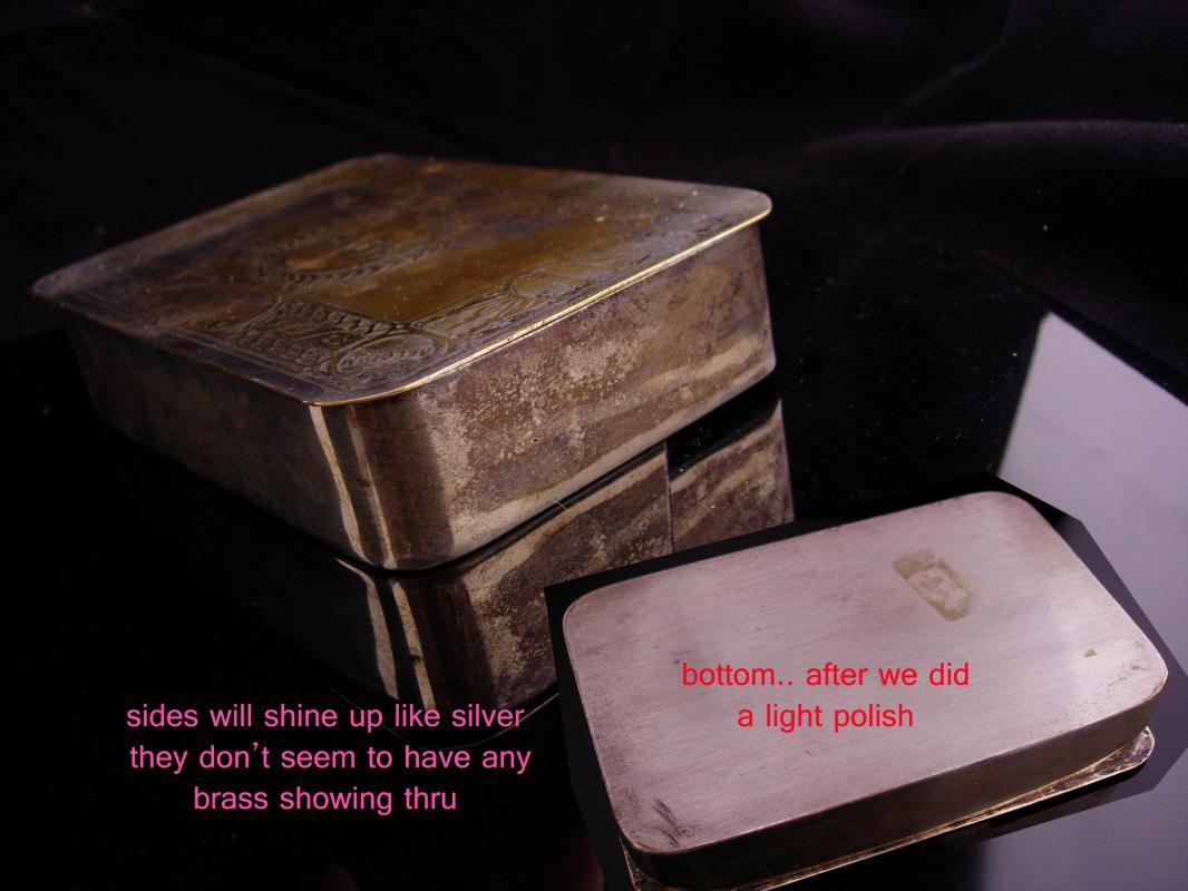 Large Antique silver box / 1914 Christmas box / Vintage French box / belgium / trinket box / cufflinks case / card box cigarette accessory