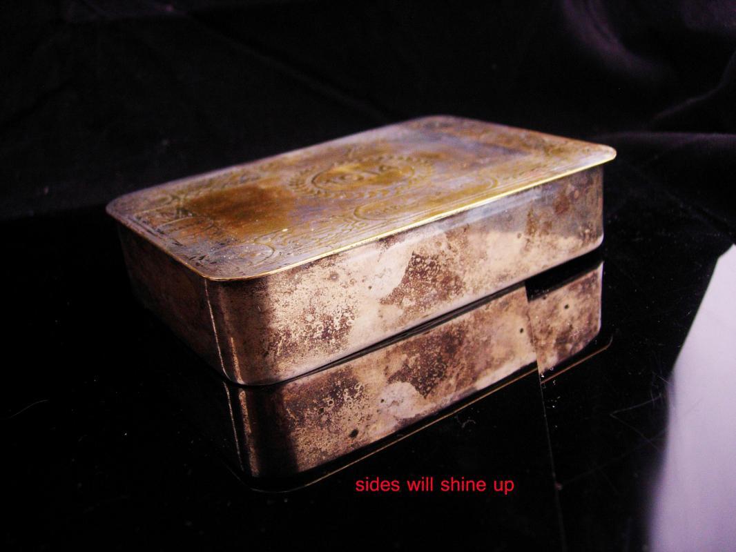 Large Antique silver box / 1914 Christmas box / Vintage French box / belgium / trinket box / cufflinks case / card box cigarette accessory