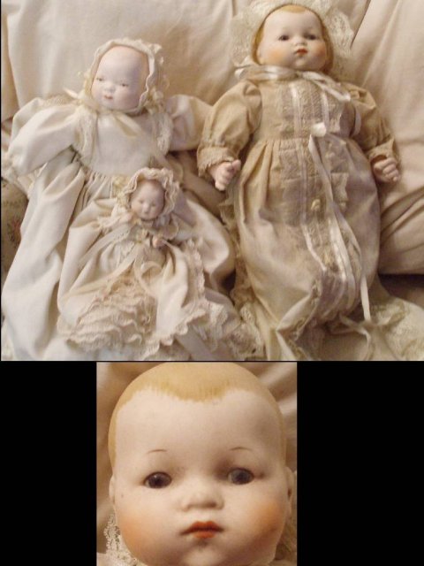 3 DOLLS SIGNED GRACE PUTNAM BISQUE
