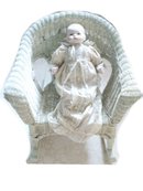 OLD Child DOLL Victorian WIcker Rocking Chair