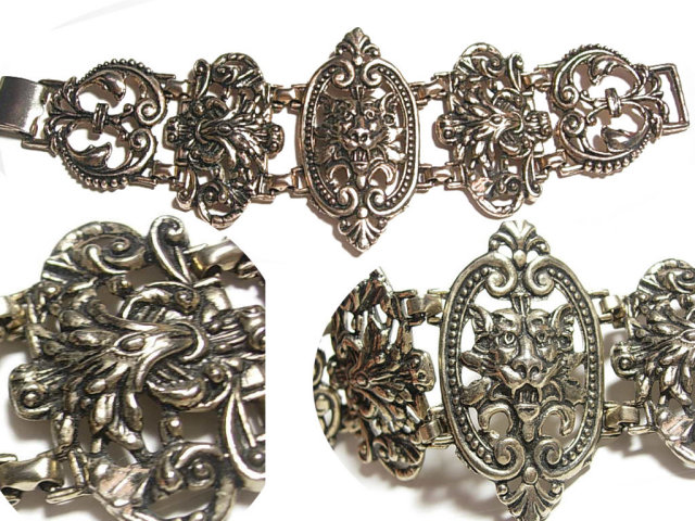 Antique GOTHIC Medieval LION 62 gram Bracelet