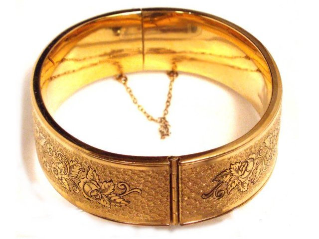 Victorian Gold & Enamel WIDE ornate bracelet