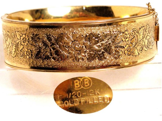 Victorian Gold & Enamel WIDE ornate bracelet
