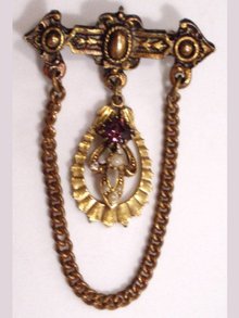 Vintage PURPLE drop seed pearl chatelaine