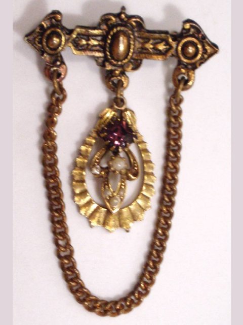 Vintage PURPLE drop seed pearl chatelaine