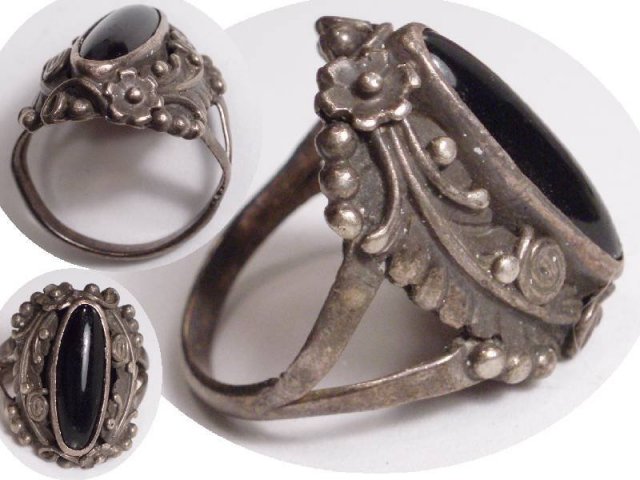 STUNNING SIGNED Nouveau LEAF Nakai RING