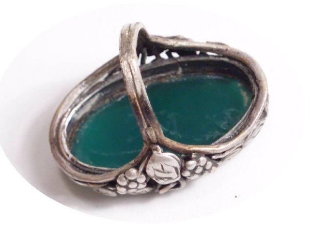 NOUVEAU STERLING Chrysoprase DECO RING