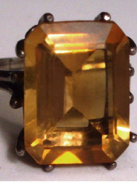 10CT Imperial CITRINE ART DECO sterling BIG