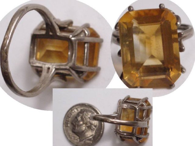 10CT Imperial CITRINE ART DECO sterling BIG