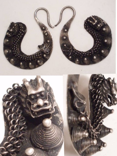 PRIMITIVE Wrought Chinese DRAGON EARRINGS