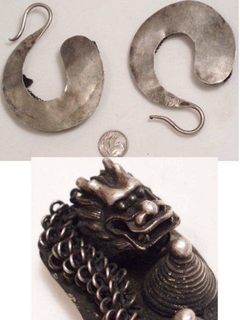 PRIMITIVE Wrought Chinese DRAGON EARRINGS