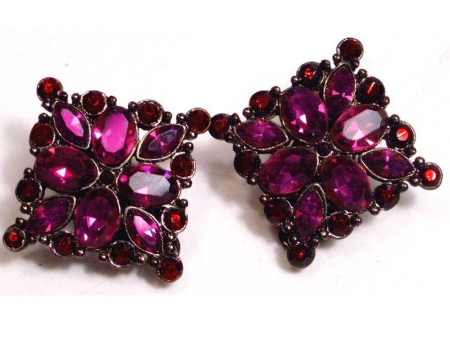 Weiss BLACK enamel Fucshia RED DIVA earrings