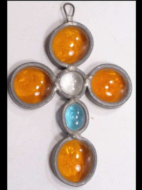 Funky arts crafts hand Wrought GLASS Cross