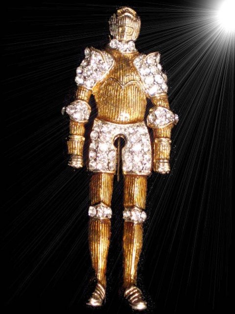 Gothic KNIGHT rhinestones LARGE Medieval PIN
