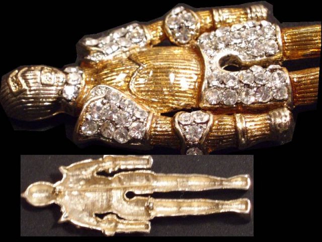 Gothic KNIGHT rhinestones LARGE Medieval PIN