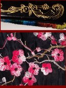 Vintage silk Chinese Embroidered lotus blossom fan