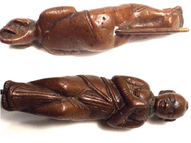 ANtique PRIMITIVE EARLY Buddha Architectural BRONZE