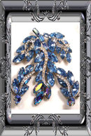 SIGNED Vintage WEISS BLUE Brooch Earrings BOOK