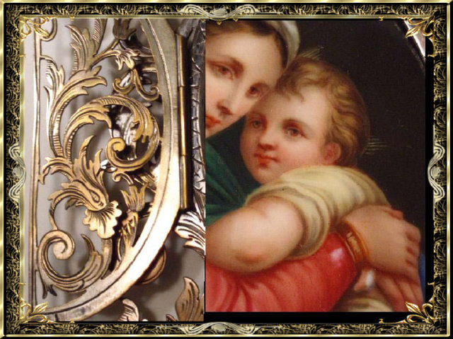 ANtique 19th century European ALTER Portrait Porcelain Painting and Frame Mary and Jesus