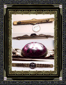 Antique RUSSIAN arts Crafts Inlaid amethyst PIN