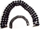 1800s GEORGIAN JET Mourning 3 row necklace