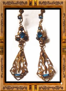 DECO Czech SIGNED SNAKE Jeweled earrrings