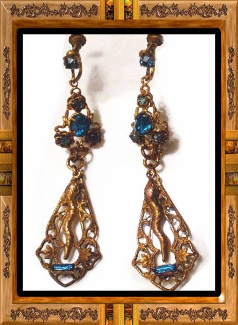 DECO Czech SIGNED SNAKE Jeweled earrrings