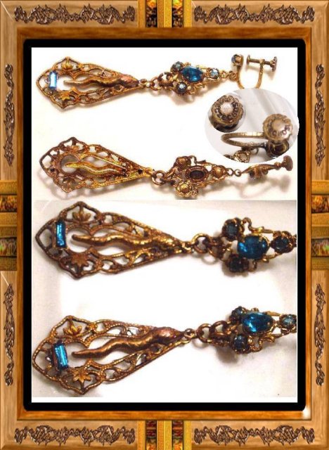 DECO Czech SIGNED SNAKE Jeweled earrrings