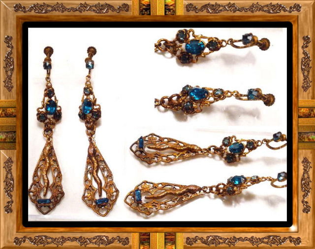DECO Czech SIGNED SNAKE Jeweled earrrings
