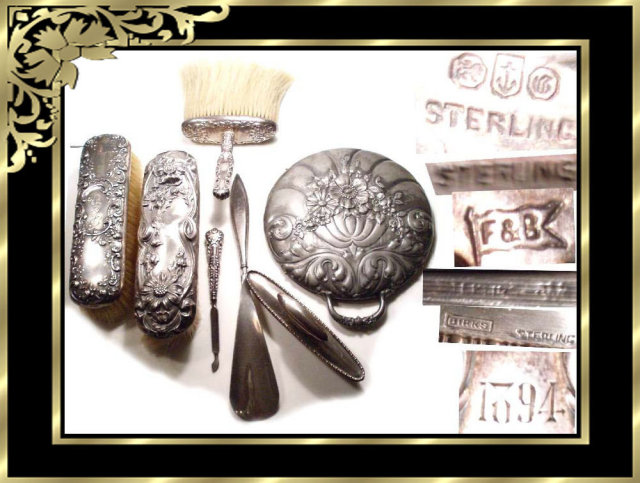 1894 VIctorian STERLING Hallmarked Vanity SET