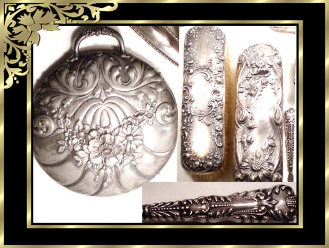 1894 VIctorian STERLING Hallmarked Vanity SET