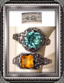 2 1920's ART DECO FANCY STONE filigree RINGS