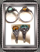 2 1920's ART DECO FANCY STONE filigree RINGS