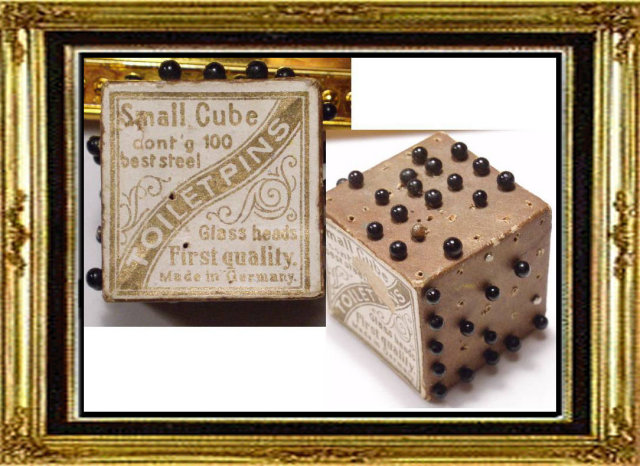 Antique Vintage black Toilet pins and Advertising CUBE