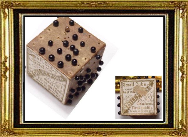 Antique Vintage black Toilet pins and Advertising CUBE